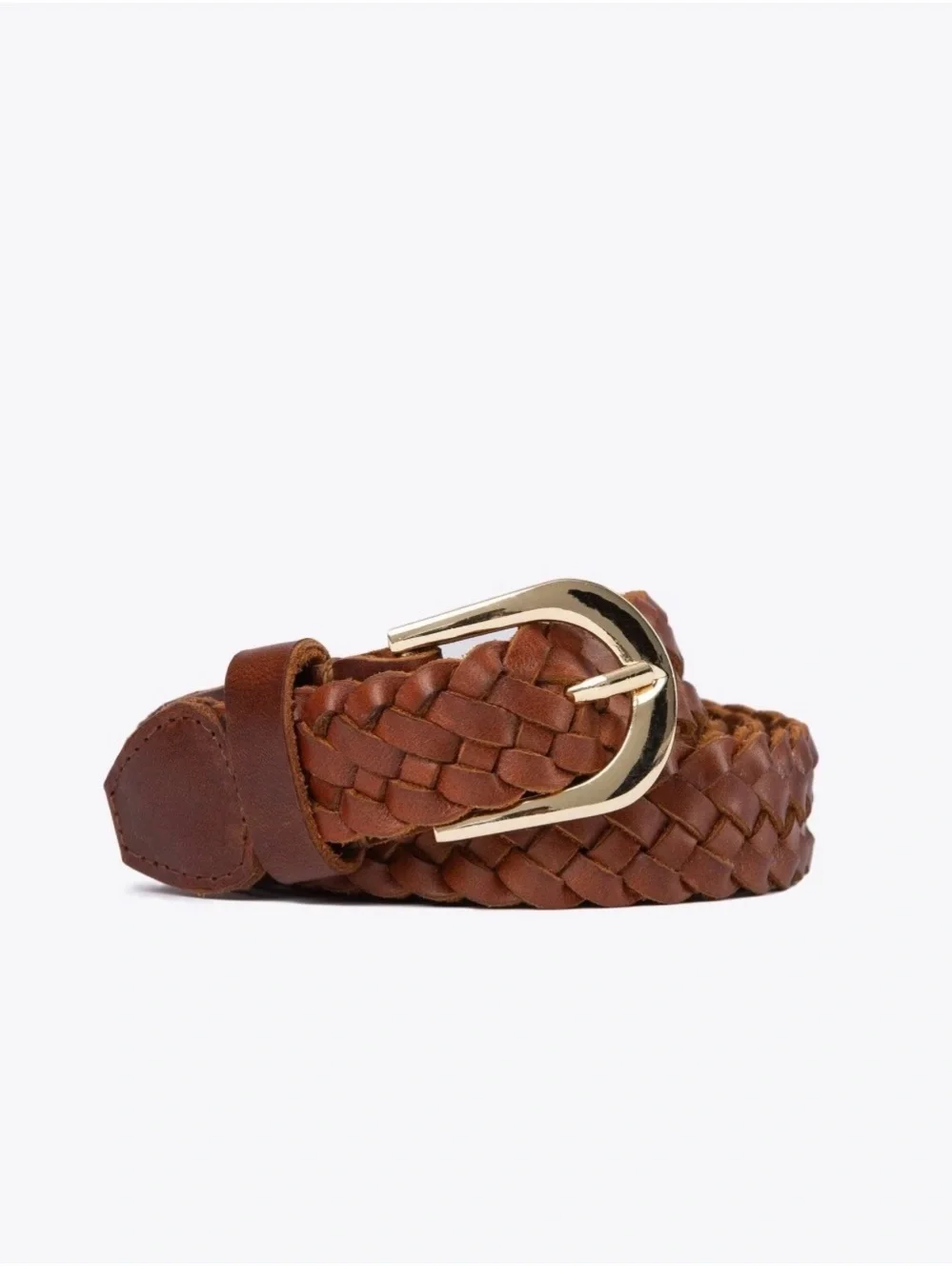 Nisolo Talia braided leather belt brandy size L